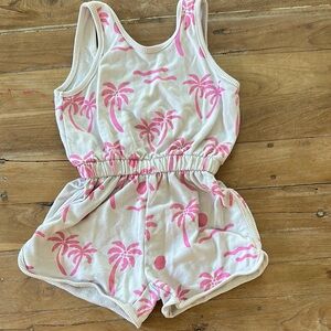 Zara Pink and Light Pink Palm Print Romper